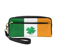 SamLng Trousse de maquillage réutilisable - Petit sac de maquillage en cuir imprimé drapeau irlandais pour voyage, trousse de toilette avec fermeture éclair, noir, One Size