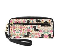 SamLng Trousse de maquillage réutilisable - Petit sac de maquillage en cuir imprimé floral pour voyage, trousse de toilette avec fermeture éclair, noir, One Size