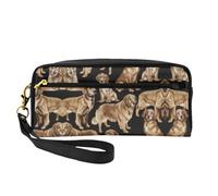 SamLng Trousse de maquillage réutilisable - Petit sac de maquillage en cuir imprimé Golden Retrievers pour voyage, trousse de toilette avec fermeture éclair, noir, One Size