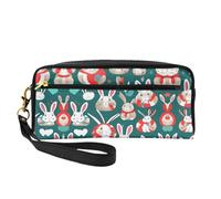 SamLng Trousse de maquillage réutilisable - Petit sac de maquillage en cuir imprimé lapin pour voyage, trousse de toilette avec fermeture éclair, noir, One Size