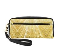 SamLng Trousse de maquillage réutilisable - Petite trousse de maquillage en cuir avec imprimé bling doré pour voyage, trousse de toilette avec fermeture éclair, noir, One Size