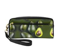 SamLng Trousse de maquillage réutilisable - Petite trousse de maquillage en cuir imprimé avocat pour voyage, trousse de toilette avec fermeture éclair, noir, One Size