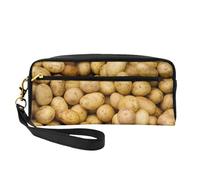 SamLng Trousse de maquillage réutilisable - Petite trousse de maquillage en cuir imprimé de pommes de terre de jardin pour voyage, organiseur de toilette avec fermeture éclair, noir, One Size