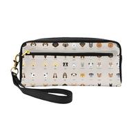 SamLng Trousse de maquillage réutilisable - Petite trousse de maquillage en cuir imprimé de race de chien pour voyage, organiseur de toilette avec fermeture éclair, noir, One Size