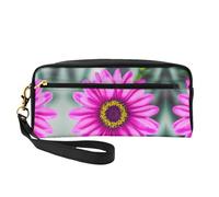 SamLng Trousse de maquillage réutilisable - Petite trousse de maquillage en cuir imprimé fleur rose pour voyage, organisateur de toilette avec fermeture éclair, noir, One Size