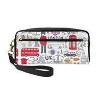 SamLng Trousse de maquillage réutilisable - Petite trousse de maquillage en cuir imprimé « I Love London » pour voyage, trousse de toilette avec fermeture éclair, noir, One Size