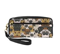 SamLng Trousse de maquillage réutilisable - Petite trousse de maquillage en cuir imprimé Imagen De Pug pour voyage, trousse de toilette avec fermeture éclair, noir, One Size