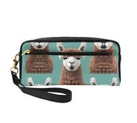 SamLng Trousse de maquillage réutilisable - Petite trousse de maquillage en cuir imprimé lama alpaga pour voyage, organiseur de toilette avec fermeture éclair, noir, One Size