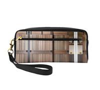 SamLng Trousse de maquillage réutilisable - Porte de grange bleu sarcelle à imprimé floral - Petite trousse de maquillage en cuir pour voyage, organiseur de toilette avec fermeture éclair, noir, One