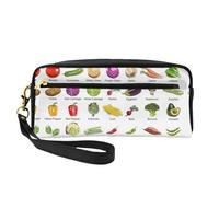 SamLng Trousse de maquillage réutilisable - Présentation de divers légumes en cuir imprimé petite trousse de maquillage pour voyage, organisateur de toilette avec fermeture éclair, noir, One Size