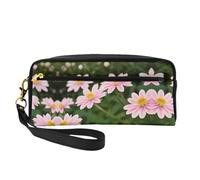 SamLng Trousse de maquillage réutilisable - Rose Blanc Or Fleurs Imprimés Petite trousse de maquillage en cuir pour voyage, organisateur de toilette avec fermeture éclair, noir, One Size