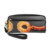 SamLng Trousse de maquillage réutilisable - Sac de maquillage en cuir imprimé crevettes japonaises pour voyage, organiseur de toilette avec fermeture éclair, noir, One Size