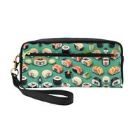 SamLng Trousse de maquillage réutilisable - Sushi Food Print en cuir Petite trousse de maquillage pour voyage, trousse de toilette avec fermeture éclair, noir, One Size