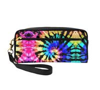 SamLng Trousse de maquillage réutilisable - Tribe exotique style tie dye en cuir imprimé petite trousse de maquillage pour voyage, organiseur de toilette avec fermeture éclair, noir, One Size