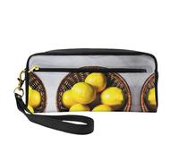 SamLng Trousse de maquillage réutilisable - Un panier de maquillage en cuir imprimé citron petite trousse de maquillage pour voyage, organisateur de toilette avec fermeture éclair, noir, One Size