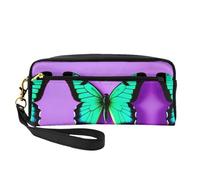 SamLng Trousse de maquillage réutilisable - Violet - Imprimé papillon mignon - Petite trousse de maquillage en cuir pour voyage, trousse de toilette avec fermeture éclair, noir, One Size