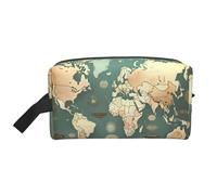 SamLng Trousse de toilette de voyage avec imprimé carte du monde rétro - Trousse de maquillage pour homme et femme, organiseur portable pour un usage quotidien, blanc, taille unique, blanc, Taille