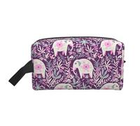 SamLng Trousse de toilette de voyage avec imprimé fleur et éléphant - Trousse de maquillage pour homme et femme - Organiseur portable pour un usage quotidien, blanc, taille unique, blanc, Taille