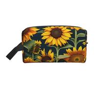 SamLng Trousse de toilette de voyage avec imprimé tournesol sauvage - Trousse de maquillage pour homme et femme, organiseur portable pour un usage quotidien, blanc, taille unique, blanc, Taille unique