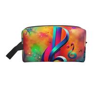 SamLng Trousse de toilette de voyage colorée avec notes de musique imprimées - Trousse de maquillage pour homme et femme, organiseur portable pour un usage quotidien, blanc, taille unique, blanc,