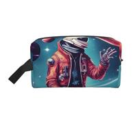 SamLng Trousse de toilette de voyage Cool Man in Outer Space avec imprimé galaxie - Trousse de maquillage pour homme et femme, organiseur portable pour un usage quotidien, blanc, taille unique, blanc,
