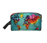 SamLng Trousse de toilette de voyage imprimée carte du monde - Trousse de maquillage pour homme et femme, organiseur portable pour un usage quotidien, blanc, taille unique, blanc, Taille unique