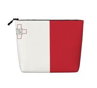 SamLng Trousse de toilette polyvalente Drapeau de Malte : faux chanvre Trousse de maquillage - Trousse de toilette de voyage, pochette pour accessoires de maquillage
