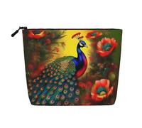 SamLng Trousse de toilette polyvalente en forme de fleurs de paon : faux chanvre - Trousse de toilette de voyage pour accessoires de maquillage - Noir - Taille unique