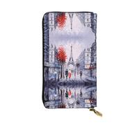 SamLng Vintage Paris City Tree Eiffel Tower Art Print Portefeuille Long Pochette en Cuir - Tendance, Personnalisé et Durable Poche Coin, Noir , Taille unique