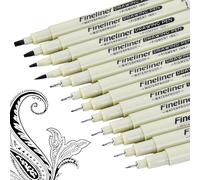 Samlonge 12 Pièces Set de Stylos Imperméables pour Artistes, Stylos Fineliner Noirs Dessin à Encre étanche Tailles à Séchage Rapide Micro Fineliner d'Art pour Les Manga écriture Signature Conception