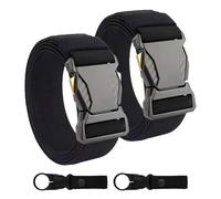 Samlonge 2 Pièces Ceinture Tactique, Ceinturon Tactique avec Dégagement Rapide Boucle en Métal, Ceinturon Gendarmerie Ajustable 3,8 x 120cm, Ceinture Pompier pour Sport, Randonnée, Travail en Extérieu