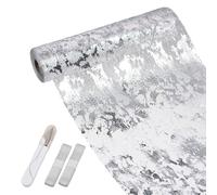 Samlonge 28cm x 20m Chemin de Table Argent, Ruban de Table Métallisé Décoration avec 1 Ciseaux et 2 Rubans Chemin De Table Filet pour Mariage Fête Célébrations Anniversaire Communions(Argent)