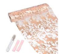 Samlonge 28cm x 20m Chemin de Table Or Rose, Ruban de Table Métallisé Décoration avec 1 Ciseaux et 2 Rubans Chemin De Table Filet pour Mariage Fête Célébrations Anniversaire Communions (Or Rose)