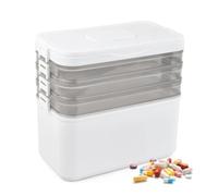 Samlonge Boite Rangement Medicament, Quatre Niveaux Boite a Pharmacie Rangement avec poignée et Compartiments, Plastique Transparent Portable Boite Pharmacie pour la Maison et Les Voyages