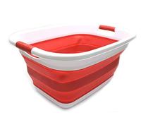 SAMMART 31L Collapsible Plastic Laundry Basket - Foldable Pop Up Storage Container/Organizer - Portable Washing Tub - Space Saving Hamper/Basket (Rouge)