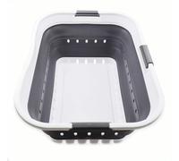 Sammart 42L Panier à linge pliable en plastique, utilisable comme bac de rangement ou de nettoyage, portable, gain de place, blanc/gris foncé