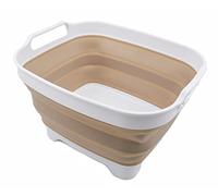SAMMART 7.5L Pelle à Vaisselle Pliable avec Bouchon de Vidange - Lavabo Pliable - Cuve à Vaisselle Portable - Plateau de Rangement de Cuisine Peu encombrant - Lavabo Pliable (Blanc/Latté, 1)