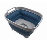 SAMMART Bassine à vaisselle pliable de 7,5 l avec bouchon de vidange - Lavabo pliable - Bac de rangement de cuisine pour économiser de l'espace (gris/bleu acier, 1)