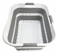 SAMMART Panier à linge pliable en plastique - 42 l - Panier de rangement pliable - Panier à linge portable - Peu encombrant (1, gris/blanc)