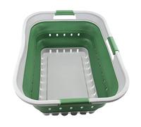SAMMART Panier à Linge Pliable en Plastique 42L - Conteneur/Organisateur de Stockage Pliable Pop Up - Cuve de Lavage Portable - Panier/Panier Gain de Place (Gris/Vert Mer Foncé)