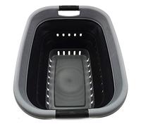 SAMMART Panier à linge pliable en plastique de 37 l - Boîte de rangement pliable et pop-up - Panier peu encombrant (1, gris/noir)