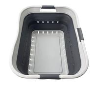 SAMMART Panier à linge pliable en plastique de 42 l - Boîte de rangement pliable et pop-up - Panier peu encombrant (1, gris/gris acier)