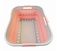 SAMMART Panier à linge pliable en plastique de 42 l - Boîte de rangement pliable et pop-up - Panier peu encombrant (1, gris/rose quartz)
