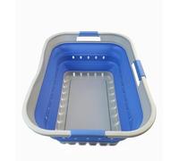 SAMMART Panier à linge pliable en plastique de 42 l - Boîte de rangement pliable et pop-up - Panier peu encombrant (1, gris/bleu petit garçon)