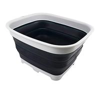 SAMMART Pelle à Vaisselle Pliable avec Bouchon de Vidange - Lavabo Pliable - Cuve à Vaisselle Portable - Plateau de Rangement de Cuisine Peu encombrant (Gris/Gris Ardoise)