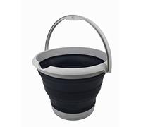 SAMMART Seau pliable de 10 l - Bac rond pliable - Seau à eau portable en plastique - Pot à eau peu encombrant en extérieur - Gris ardoise, 1)