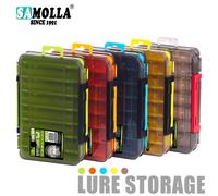 SAMOLLA Boîte à matériel compacte double face - Pêche simplifiée avec un organisateur durable et polyvalent pour leurres, hameçons, appâts black large