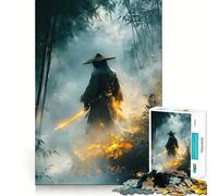 Samouraï à l'épée Lumineuse dans Une forêt de bambous Puzzle de 1000 pièces pour Adolescents Jeu de réflexion Loisir Calme Découpe précise Cadeau saisonnier (50x75cm)