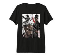 Samouraï African American Warrior Manga Japonais T-Shirt Haut de Gamme
