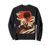 Samouraï Afro - Illustration Japonaise Guerrier Noir Sweatshirt